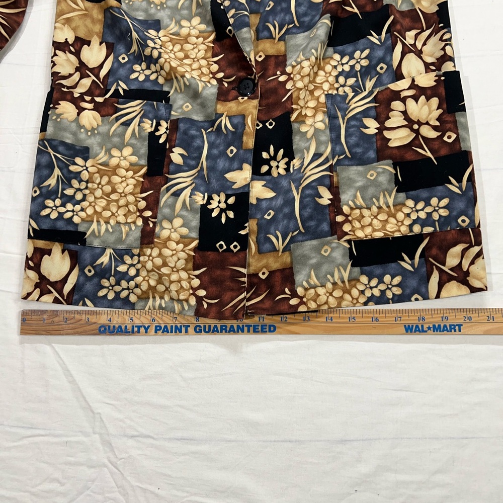 Vintage Kensington Square USA Womens MP Black Brown Floral Single Button Blazer - Picture 5 of 11